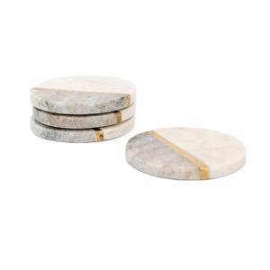 Vente chaude carrée ronde en bois d'acacia et sous-verres en marbre blanc, sous-verres en marbre et en bois pour boissons design tendance à la mode - Product Image 1