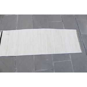 พรมขนาด 1.5x8.8 ฟุต, พรมวินเทจสไตล์ตุรกี, พรมลายนามธรรมสีขาวน้ำตาล - Product Image 5