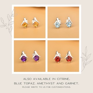 2025 Natural Citrine <b>Stud</b> Earrings 925 <b>Sterling</b> <b>Silver</b> November Birthstone Jewelry for Women Girls Gift Wholesale Custom Export - Product Image 6