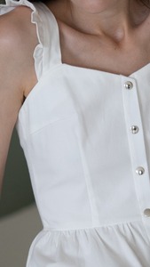 Vestido blanco bohemio de boda para invitados Vestido MIDI de algodón orgánico Ropa de compromiso de verano - Product Image 5