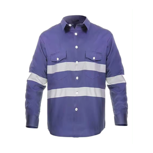 เสื้อเชิ้ตแขนยาวสำหรับงานเชื่อมงานเชื่อมสีฟ้าท้องฟ้าสีทึบเสื้อออกแบบได้ตามที่ต้องการ - Product Image 4