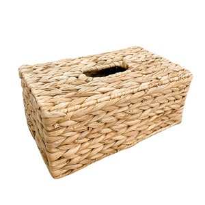 Caja de pañuelos de jacinto de agua de mimbre artesanal al por mayor soporte de pañuelos de mimbre rectangular tejido a mano decoración natural ecológica para el hogar - Product Image 1