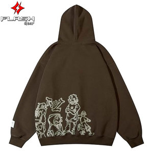 Sudadera con capucha de algodón con parche desgastado de peso pesado gráfico personalizado, ropa de calle Vintage lavada con ácido, talla 6XL, forro polar sin estampado de cuerdas - Product Image 4