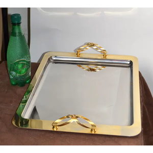 Plaques de chargeur en acier inoxydable de polissage miroir de haute qualité plateau de service pour la décoration de mariage de fête - Product Image 3