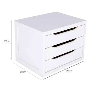 WELL HOME Cassettiera in Legno Bianco con 3 Cassetti 40x30x29cm - Product Image 3