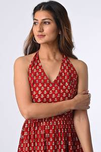Vestido de verano de algodón de gasa elegante con estampado de bloque de mano indio para mujer Vestido de verano ecológico - Product Image 2