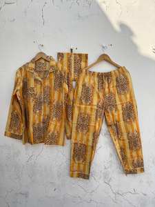 Pijama de Algodón Hecho a Mano para Mujer, Cuello en V, Manga Larga, Estampado |   Estilo Casual para Vacaciones, Suave y Transpirable - Product Image 6