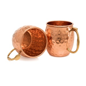 Handmade Manually <b>Copper</b> Moscow Mule Mugs Set with Glass Straw Tray Tumbler Hammered Finished for Hotel Bar <b>Kitchen</b> Use - Product Image 3