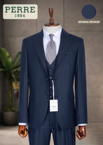 Costume d'affaires gris en laine pour homme, simple boutonnage, col cranté, style britannique, infroissable, coupe classique - Product Image 3
