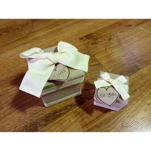 Wedding <b>Confetti</b> <b>Box</b> with Embroidered Heart Square Dove Gray Keepsake - Product Image 1