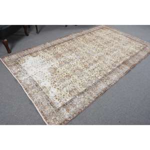 Alfombra Turca Vintage de 5.2x9.2 pies, Alfombra Floral Marrón - Product Image 4