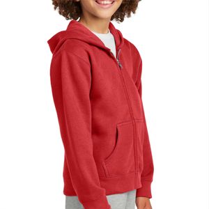 Sweat à capuche rouge en polaire à fermeture éclair pour enfants-Veste à capuche douce et confortable avec poches, idéale pour la superposition en automne et en hiver - Product Image 5