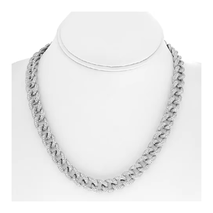 Chaîne cubaine Hip Hop diamants 12mm 16 pouces diamants naturels glacés en or 10K chaîne cubaine Hip Hop pour jolies filles bijoux de mode - Product Image 3