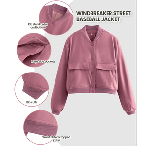 Chaqueta de bombardero de moda para mujer OEM/ODM de alta calidad, prendas de vestir exteriores cálidas para invierno, abrigo ligero con cremallera, ropa de calle informal al por mayor - Product Image 3