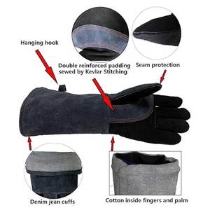 Guantes de Soldadura de Cuero con Protección Térmica Industrial, Resistentes al Fuego, Transpirables, Duraderos, Cómodos, para Uso Diario en Exteriores - Product Image 4