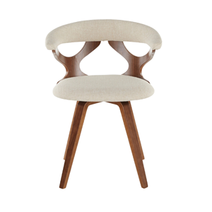 Mid-Century Modern Upholstered Dining Chair with Curved <b>Wooden</b> Backrest and Padded Seat for Home, Cafe, and Restaurant - Product Image 1