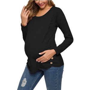T-shirt d'<span class=keywords><strong>allaitement</strong></span> à manches longues et boutons pour femme, <span class=keywords><strong>haut</strong></span> décontracté pour grossesse et <span class=keywords><strong>allaitement</strong></span> - Product Image 5