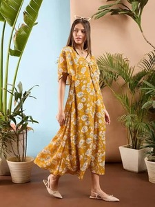 ชุดเดรสใส่ฮันนีมูนสำหรับผู้หญิงชุดเดรสใส่ไปงานปาร์ตี้ทำจากผ้าฝ้ายแบบบล็อกด้วยมือสไตล์อินเดีย - Product Image 3