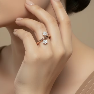 Anillo de Mujer en Oro de 14K y Diamantes Naturales, 14 Diamantes, 0.15 Quilates, Bañado en Rodio, Corte Brillante, Color G, para Uso Diario |   Estilo de Lujo - Product Image 5