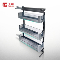 TIANYI Organisateur de placard de cuisine moderne à 3 niveaux, coulissant latéral, étagère à épices mince à trois couches, panier de rangement pour assaisonnements