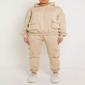 Vente chaude Logo Personnalisé 100% Coton Dames Surdimensionné Baggy Top Bas Ensemble 2 Pièces Détente Costume Survêtement D'hiver Pour Femmes - Product Image 2