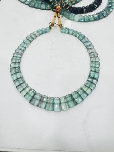 สร้อยคอจี้ฟลูออไรต์สีเขียวขนาด20นิ้วรูปทรงแฟนซีพร้อมควอตซ์สีฟ้าเครื่องประดับอัญมณีคริสตัลบำบัดขนาด8มม. - Product Image 3