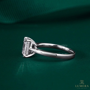 Bague de fiançailles solitaire en moissanite taille émeraude certifiée IGI, or blanc 9K 10K 14K 18K, bague de mariage pour femme - Product Image 2