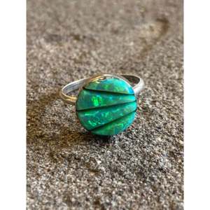 Navajo <b>Opal</b> Sterling Silver <b>Ring</b> Size 4.25 Rose <b>Gold</b> Plated Trendy Gift - Product Image 1
