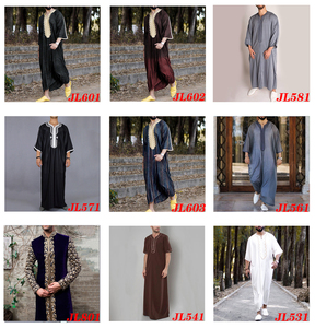 Marocain Simple Style Musulman Hommes Vêtements thobe Coton À Manches Longues Hommes Jubah Daffah thobe Arabe Vêtements Brodé Thobe - Product Image 5