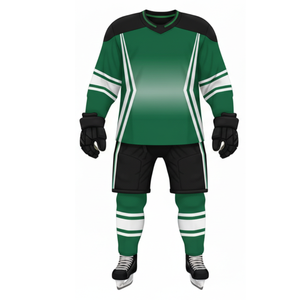 Uniforme de hockey sur glace sur mesure à la vente chaude pour hommes Vert forêt avec design de bande blanche Kit d'équipe professionnel en sublimation complète - Product Image 1