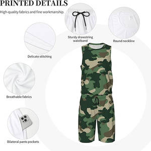 ชุดบาสเก็ตบอลสำหรับผู้ใหญ่เซตเสื้อบาสเก็ตบอลแห้งเร็วชุดขนาดใหญ่พิเศษระบายอากาศแขนกุดป้องกันแบคทีเรียแบบกลับด้านได้ขายส่ง - Product Image 4