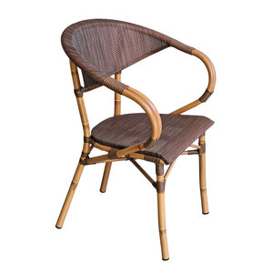 GCF216 Contemporary <b>Outdoor</b> Aluminum <b>Chair</b> with Durable and Comfortable Wood Metal Armrests Waterproof <b>Stackable</b> for Park Use - Product Image 1
