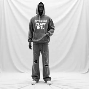 Personalizado 600gsm Baggy Jogger y Sudadera con capucha chándal de gran tamaño Unisex pantalones de chándal conjunto de lana de algodón chándal de los hombres personalizados Sweatsuit - Product Image 6