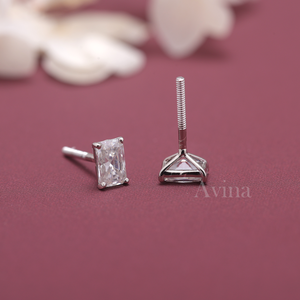 IGI Certified Lab Grown Diamond Radiant Cut Stud <b>Earrings</b> S925 Sterling <b>Silver</b> Rectangular Solitaire Diamond <b>Earrings</b> - Product Image 6