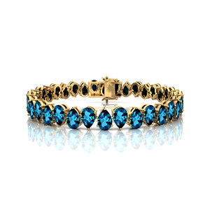 Bracelet tennis en or massif 14K 18K avec topaze bleue de Londres pour homme et femme, bracelet pour mariage, anniversaire, usage quotidien, cadeau de la Saint-Valentin - Product Image 2