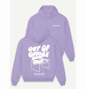 Sudadera con capucha de algodón extragrande personalizada Sudadera morada Fuera DE LA OFICINA Sudadera con capucha extragrande pesada - Product Image 1
