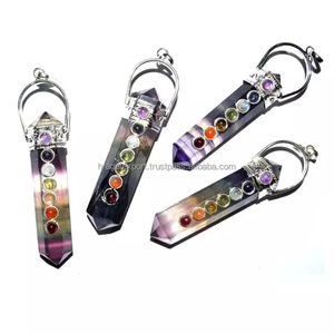 Wholesale Natural Seven <b>Chakra</b> Agate Gemstone Pendant Necklace Malty Stone <b>Jewelry</b> Pencil Point Religious Crystal Healing - Product Image 6