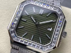Montre mécanique de luxe en cristal, haute qualité, diamants de laboratoire en forme de T, acier inoxydable, analogique, tourbillon de 5 mm, édition limitée - Product Image 3