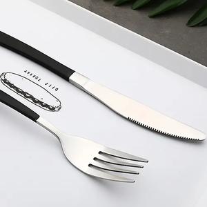 Cubiertos dorados de lujo, de la mejor calidad, acero inoxidable, plata, PVD, con mango negro, seguro y saludable para uso diario - Product Image 4