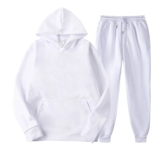 2025 <b>Men</b> Women Tracksuit Hoodies Casual Solid Color Lightweight <b>Pullover</b> Long Pant 2-piece Set Winter 100% Cotton Hooded Fleece - Product Image 2