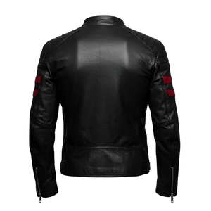 เสื้อแจ็กเก็ตมอเตอร์ไซด์หนังวัวสำหรับนักขี่มอเตอร์ไซค์สำหรับฤดูหนาวลายทางสีแดงใส่ได้ทั้งชายและหญิงมีเกราะป้องกันด้านใน - Product Image 6