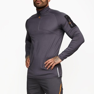 Sweat-shirts à manches longues pour hommes personnalisés avec col montant et patch zippé, teint gris pour les sports d'hiver 2026 - Product Image 5