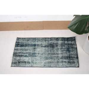 Alfombra Vintage, Pequeña Alfombra Turca de 1.6x3.2 pies, Alfombra de Lana con Puntos Azules y Grises - Product Image 3