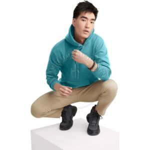 Color personalizado y logotipo de gran tamaño Sudadera con capucha para hombre de talla grande estilo casual 350 gramos Color sólido largo - Product Image 5