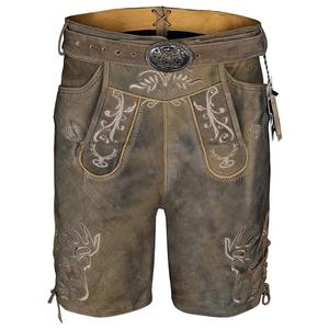 Príncipe alemán y austriaco largo y pantalón corto de cuero desgastado Vintage Look bordados tradicionales mejores pantalones cortos bávaros - Product Image 2