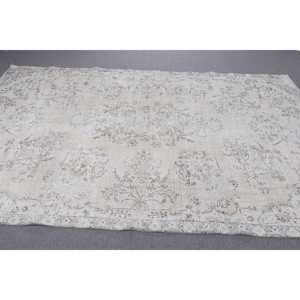 พรมตุรกี ขนาด 6.5x10.1 ฟุต พรมวินเทจ พรมขนสัตว์สีขาวลายอิคัต - Product Image 3