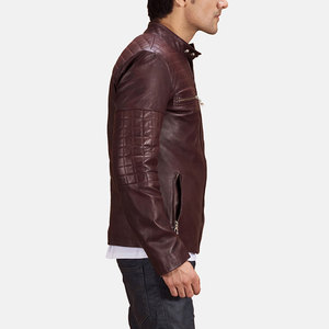 Estilo de bolsillo a prueba de viento Outfit Hombres Chaqueta de cuero Manga larga Regular Fit Hombres Chaqueta de cuero para hombres - Product Image 5