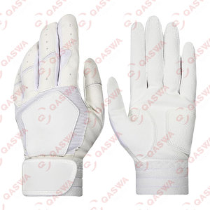 Durable Breathable Non Slip Grip Baseball & <b>Softball</b> Batting Gloves In White Color For Youth & Adult Players - Product Image 1