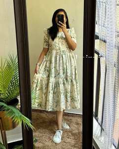 Designer Cotton Printed Georgette Women's One-Piece Dress Fancy-Sleeved Silk Indian Style Salwar for Wedding Parties for Adults - Product Image 2