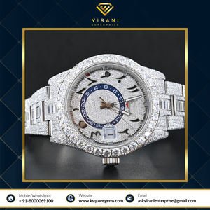 Edición limitada Iced Out VVS Clarity Moissanite Diamond Studded Oyester Reloj analógico de acero inoxidable blanco completo al menos precio - Product Image 4
